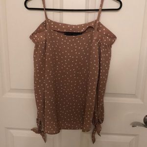 Pink & white polka dot blouse